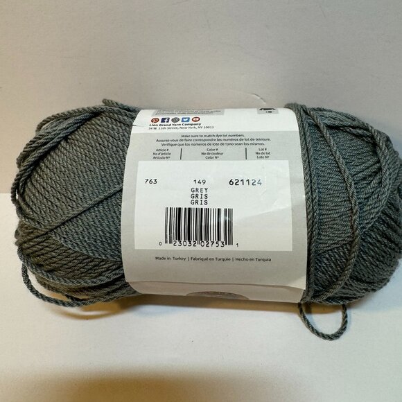 1 Skein Lion Brand ZZ Twist Yarn - Grey - Picture 3 of 5